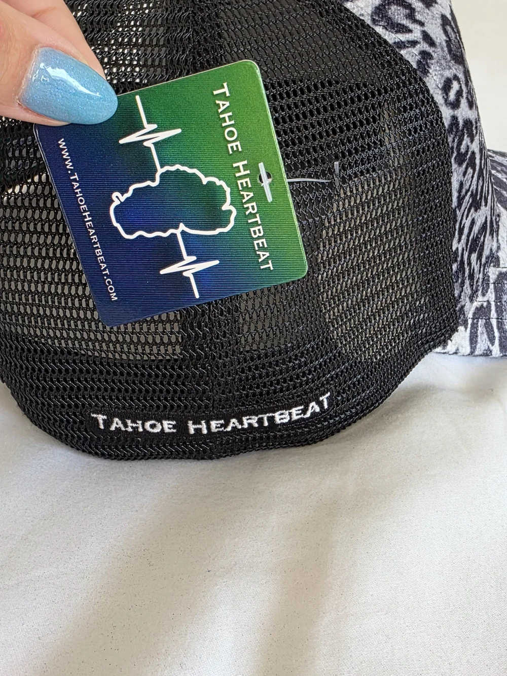 Tahoe Heartbeat Leopard Print Trucker Hat Y2K Streetwear NWT